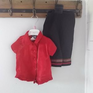 Toddlar Button Shirt/Top and Embroidery Bottom Set